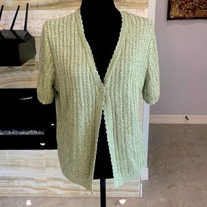 Koret Vintage Crochet‎ Button Down Short Sleeve Top Size M (341)